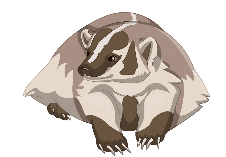 Badger family, mother and baby, adorable wildlife PNG